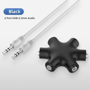 6 Way Multi Port Aux Music Sound Output Converter Cables 3.5mm Jack Earphone Audio Splitter 1 Male to 6 Female Cable