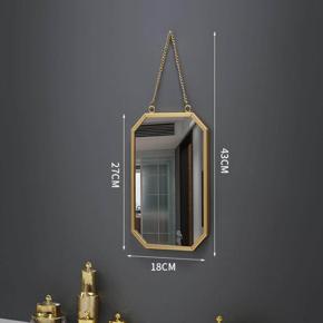 Small Gold Mirror with Hanging Chain , Nordic Style Vanity Mirror Hanging Wall Mirror Decor for Living Room Washrooms Art Decoration - 10.6x7.1 inch