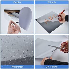 XHHDQES Flexible Mirror Paper,Mirror Tile Self Adhesive Square Cuttable Mirror Wall Sticker Non Glass Reflector for Wall Decor