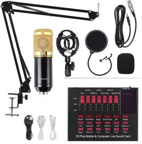 BM 800 Condenser Microphone Kit  & V8 plus Sound card For Radio Broadcasting Singing Recording KTV Karaoke Mic