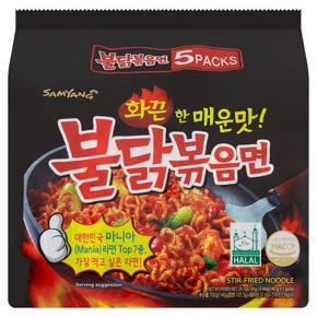 Samyang Hot Chicken Flavor Ramen Noodle, Stir-Fried, 140g - Pack of 5