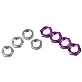 BRADOO- 8x 17mm Upgrade Wheel Hex Hub Nut Cover N10177 for RC1:8 Model Car,Silver & Purple