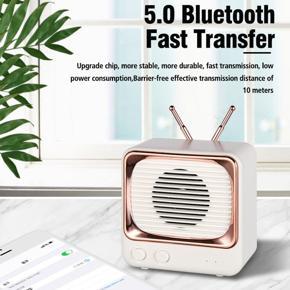 Leno Mini Portable Retro Style TV Shape Bluetooth 5.0 Speaker Support TF Card