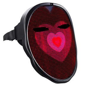 XHHDQES Christmas Full-Color LED Face-Changing Glowing Mask APP Control DIY Shining Mask for Festival DJ Party Decoration