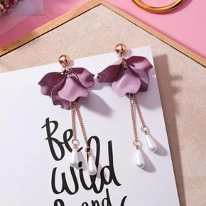 Trendy New Korean Fashion Jewelry Purple Petal Purple Resin Flower Dangle Drop Earrings for Women Simple Stylish New Collection - Simulated Pearl Tassel Earrings for Girls Simple Stylish