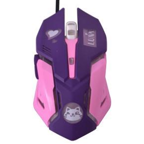 E-Sports USB Cable Gaming Mouse Purple LED Mouse Silent Cat Gaming Mouse - Purple