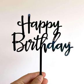 Happy Birthday Cake Topper Cake Decorating Topper(Black)