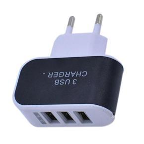 HA Triple USB Port Home Travel Charger Adapter Smart Charging Head-EU plug black