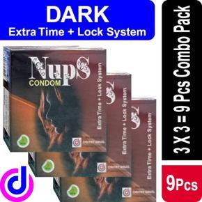 Nups Extra Time Lock System Condom- 3x3=9pcs-Combo pack ( Dark )