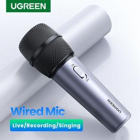 UGREEN Wired Microphone Singing Live Re-cording with 3.5mm Audio Cable Handheld Mic For PC Phone Gaming Karaoke Home System