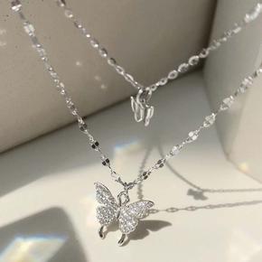 Trendy New Fashion Two Layer Double Butterfly Pendant Necklaces for Girls Simple Stylish New Collection/ Chain Necklace for Women Simple Stylish