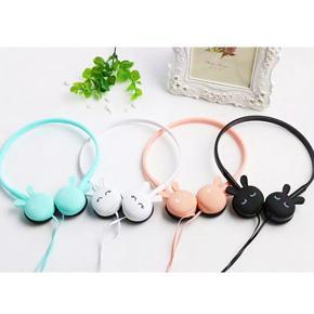 Wired Headphones Cute Cartoon Rabbit 3.5mm Stereo Headphone Wired Headset with Mic for Kids Gift