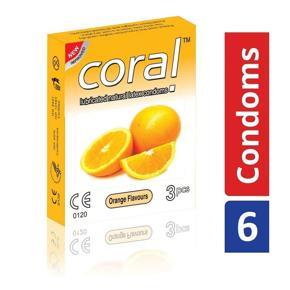 Coral Natural Orange Flavours Lubricated Condoms - 6 PCS ^(2 Packet)^