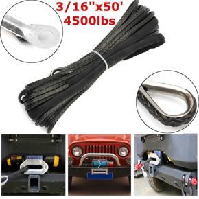 4.8mm x 15m 4500lbs Synthetic Winch Rope Cable Thimble ATV Winch Kit Line -