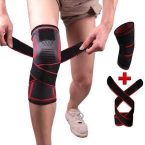 XHHDQES SKDK 2X Adjustable Knee Brace Support 3D Compression Gym Pain Relief Knee Pads Sleeve,Red L