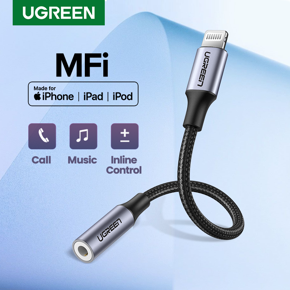 Ugreen MFi Lightning to 3.5mm Headphones Adapter for iPhone 13 12 11 Pro max mini 8 7 Aux 3.5mm Jack Cable for Lightning Adapter Accessories