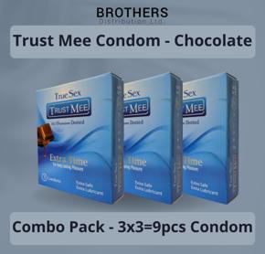 Trust Mee - Premium Dotted Chocolate Flavor Condoms Extra Time For Long Lasting Pleasure - Combo Pack - 3x3=9pcs