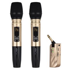 【MIGAPALAZA】 Wireless Uhf Microphone With Portable Usb Receiver For Ktv Dj Speech Amplifier Recording (2Mic)