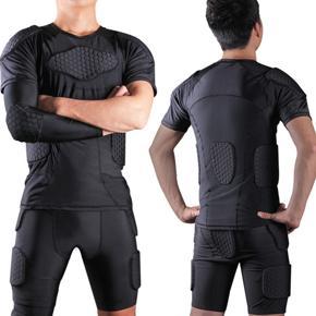 Shorts Sleeve Vest Knee Pads Protector Football Basketball Skating Rugby Soccer Anti-Collision Suits Sets, XXL