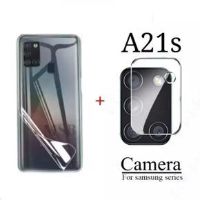 A21s Combo Pack (Camera Lens Protector Glass + Back Side Hydrogel Soft Clear Poly Sticker) For Samsung Galaxy A21s