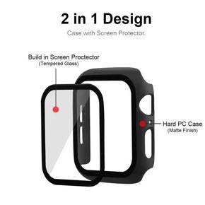 For Apple watch case 44mm Series4,5,6,SE Tempered Glass+Case Screen Protector Coverage Bumper Case for Apple Watch Series 4,5,6 44mm