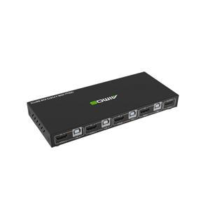 4 Ports KVM Switcher HDMI2.0 4-in-1 KVM Switcher 4K HD Image Quality Keyboard Mouse USB Synchronization Controller Black