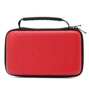 Carbon Fiber EVA Hard Carrying Case Cover Handle Bag For Nintendo New 2DS LL/XL red - gules