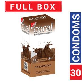 Coral - Chocolate Flavors Lubricated Natural Latex Condom - Full Box - 3x10=30pcs