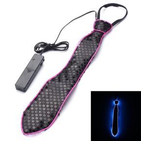 Flashing LED El Wire Light-Up Grow Necktie Striped Blinking Halloween Party - violet