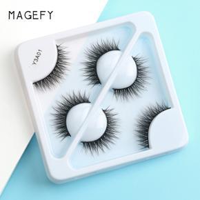 MAGEFY 3 Pair 3D Mink Eyelashes Fluffy Dramatic Eyelashes Makeup Wispy Mink Lashes Natural Long False Eyelashes Y3A01