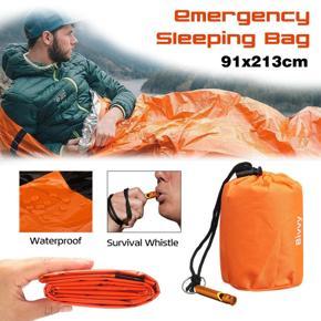OIMG Outdoor Emergency Orange Survival Bag Camping Hiking Sleeping Bag + Whistle