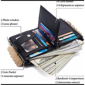 Luxury Striped Men's Leather Wallet 3 Folds Male Purse With Photo Holder Credit Card Holder For Man