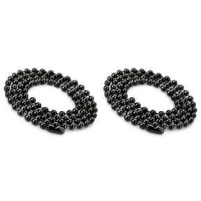 2 Pcs 3.2mm Large Stainless Steel Ball Pearl Necklace Chain Link Man Black, Length 43cm & 51cm