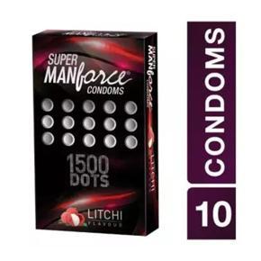 Manforce Condoms Litchi Flavoured 1500 Dots 10 pack