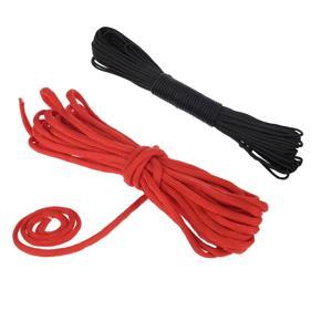 2 PCS Paracord 550 Parachute Rope 7 Core Strand For Climbing Camping Buckle Rope Red & Black 50FT