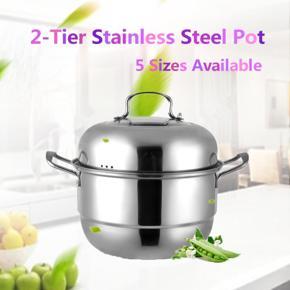 Stainless Steel 2 Tier Steamer Steam Pot Cookware [30cm] - 30cm