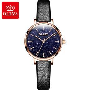 OLEVS Watch for Girls Stylish Quartz Waterproof Leather Clock Simple Watch for Women  - 6894