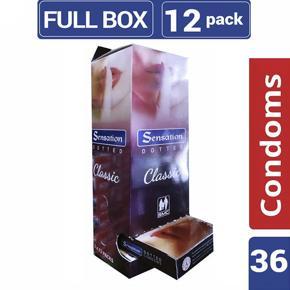Sensation - Classic Dotted Latex Condom - Full Box - 3x12=36pcs