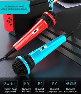 2pcs 3.5mm Wired Microphones Handheld Karaoke Mic with Dual 3.5mm Jack to USB Adapter for Nintendo Switch PS5 PS4 XBox One PC good effect and easy to use