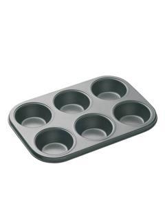 Non Stick Cup Cake Muffins Mould/Tray 6 Compartment - Black Color