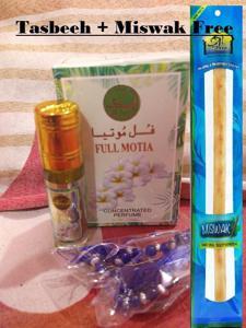 Free Miswak + Attar + Tasbeeh Motia Full 6ml Approx Labbaik non alcoholic Perfume