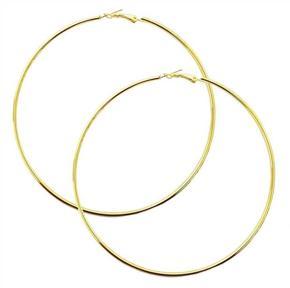 Golden alloy round hoop earrings for girls and women- 1 pair