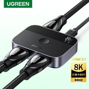 UGREEN HDMI 2.1 Switch 8K 60Hz 2 in 1 Out HDMI Switcher Splitter Supports 3D, CEC, HDR, Dolby High Speed 48Gbps 4K 120Hz Converter For PS5 PS4 Fire-Stick Xbox Player