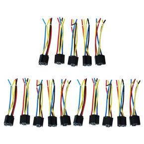 XHHDQES 15 Pcs 5 Pin Wires Cable Relay Socket Harness Connector DC 12V for Car Auto