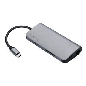 8 In 1 Adapter USB C HUB USB-C To USB 3.0 HUB HDMI PD Rj45 Gigabit Type-C HUB - Gray