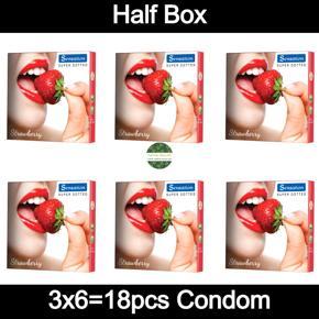 Sensation Condom - Super Dotted Strawberry Flavored Condom - Half Box (6 Pack contains 18pcs Condom)
