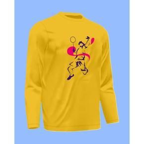 Badmintion  4 Yellow  long Sleeve T-Shirt For Men