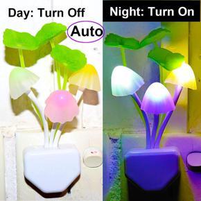 1 Pc- 3D automatic Day & Night Led Sensor Night Light Plug-in Wall Lamps, Fashion Night Light Romantic Multi Colorful Sensor LED Mushroom Night Light Wall Lamp , mushroom lamp , mushroom night switch 