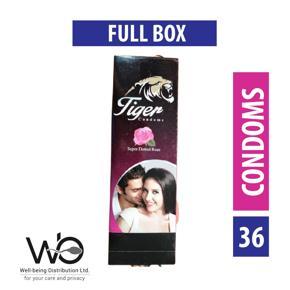 Tiger - Dotted Condoms Rose Flavour - Full Box - 3x12=36pcs
