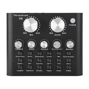 V8 Live Sound Card with Effects and Voice Changer, Bluetooth Audio Mixer Device for Live Streaming, Music Recording